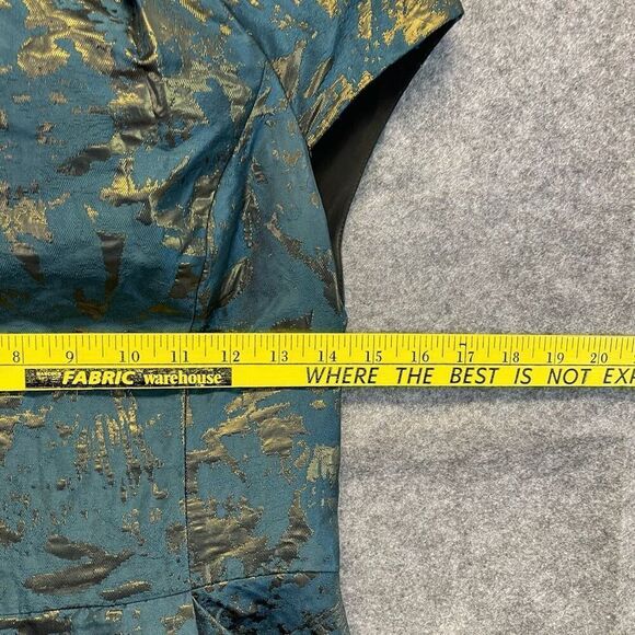 ALL SAINTS Dress Size 4 Opulence Teal Bronze Jacquard Cap Sleeve Cocktail Mini - Picture 9 of 16